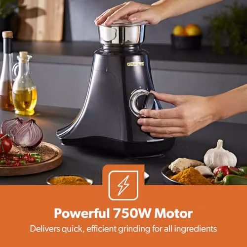 Geepas 750W 3-in-1 Mixer Grinder with Stainless Steel Jars and Overheat Protection, Black – 3