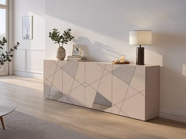 Vente-unique Cantiano Sideboard with 4 Doors in Beige – 1