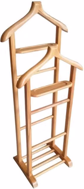CALICOSY BETA Solid Wood Valet Stand, Brown, Height: 120 cm, Width: 46 cm, Depth: 33.5 cm – 1