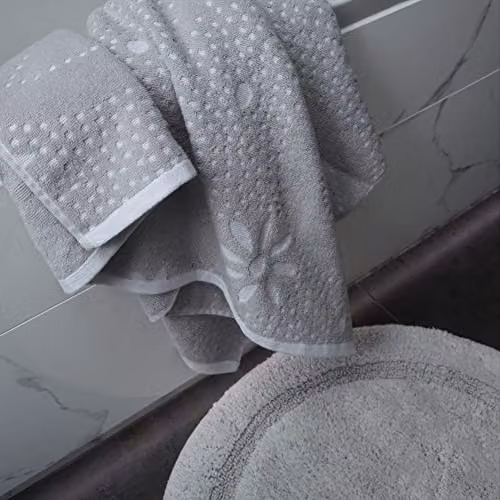 Allure Bath Fashions Grey Floral Patterned Cotton Terry Bath Sheet W/D/H: 90 x 150 cm – 4
