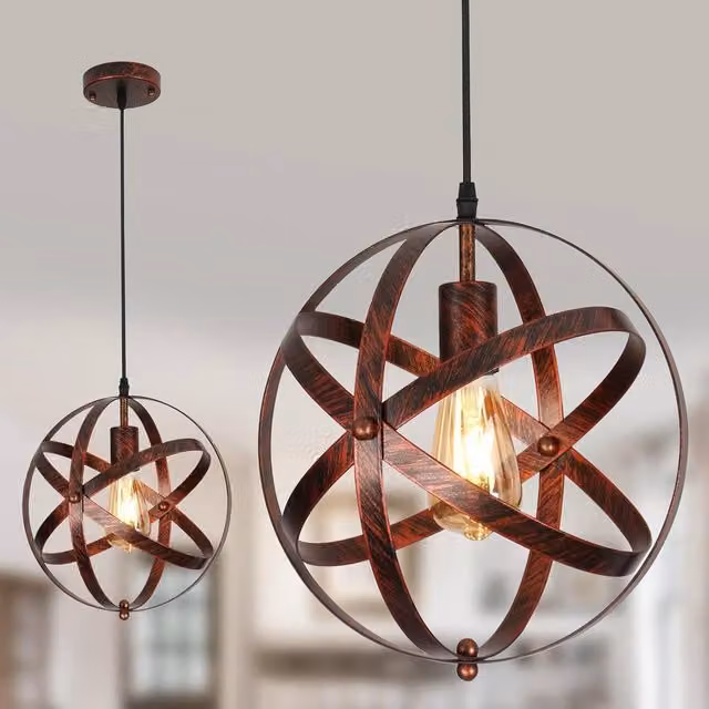 Goeco Vintage Bronze Metal Pendant Light with E27 Base, Diameter: 30 cm
