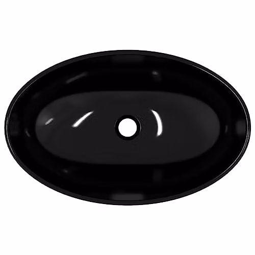 vidaXL Oval Tempered Glass Countertop Basin in Black, W: 54.5 cm, D: 35 cm, H: 15.5 cm – 5