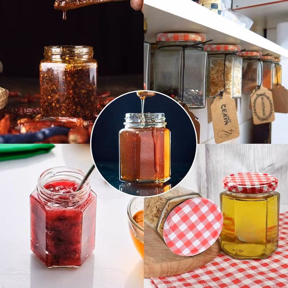 Trendi Set of 12 Transparent Glass Storage Jars with Gold Lids – 2