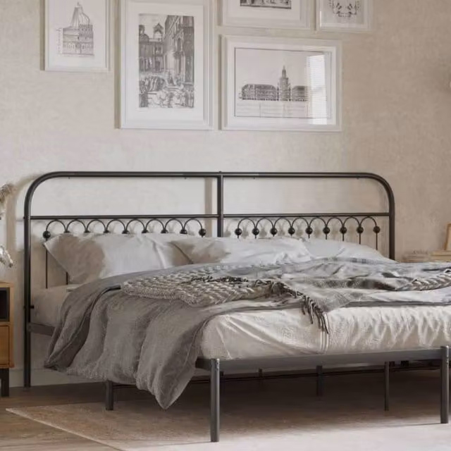 Berkfield Home Matt Black Metal Headboard, 200 cm