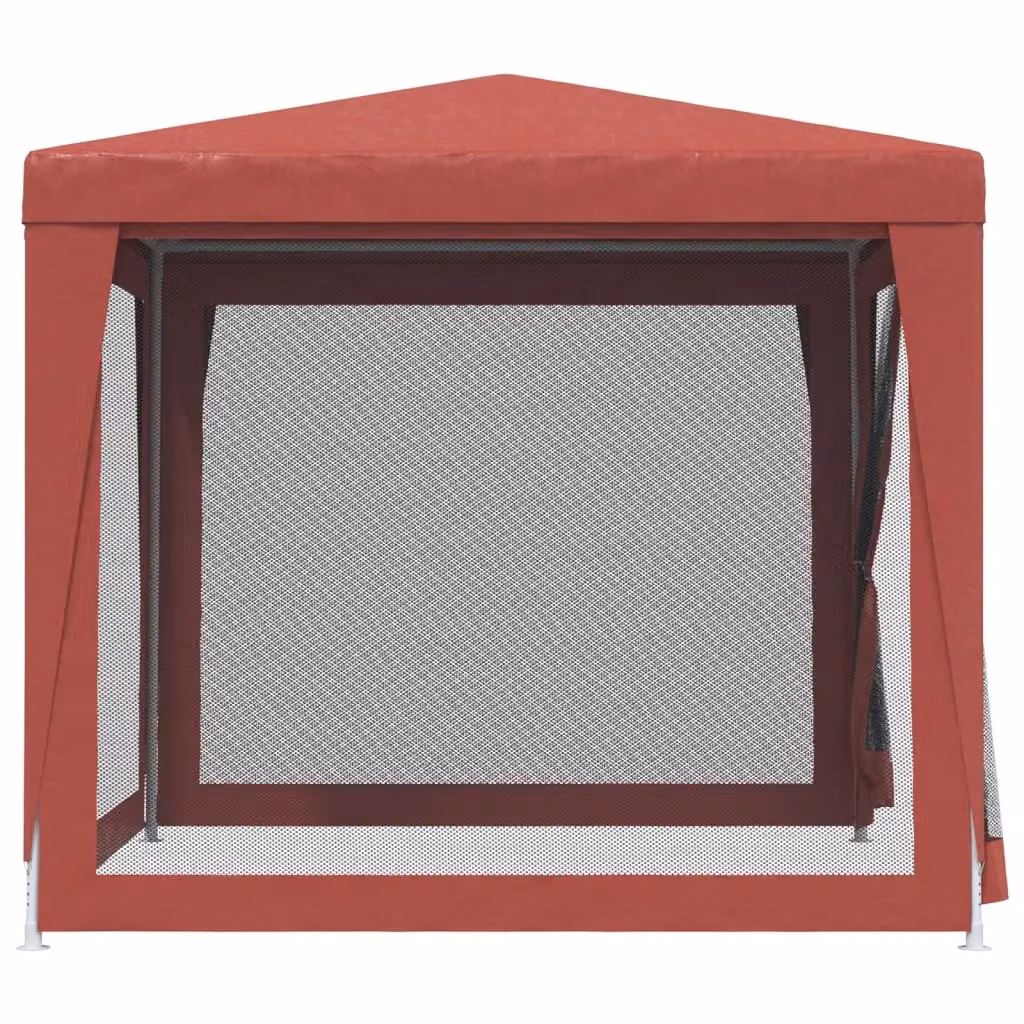 Berkfield Home Party Tent in Red with 4 Mesh Sidewalls, W/D/H: 2.5 x 2.5 x 2.5 m – 3