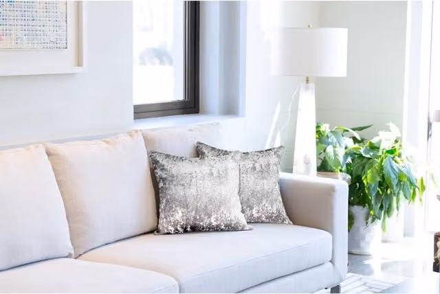 NewEdgeBlinds Grey Crushed Velvet Square Cushion Cover, W: 43 cm