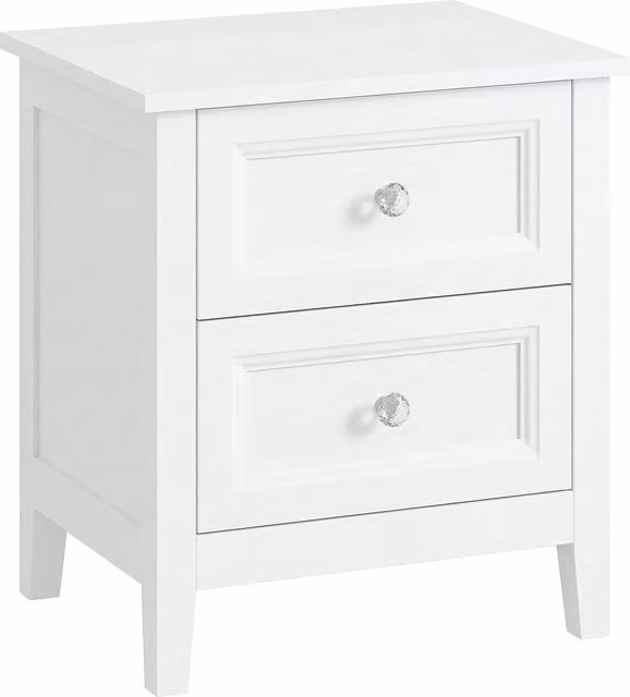 HOMCOM Modern White Nightstand with 2 Drawers for Bedroom or Living Room, W/D/H: 45 x 35 x 50 cm – 1