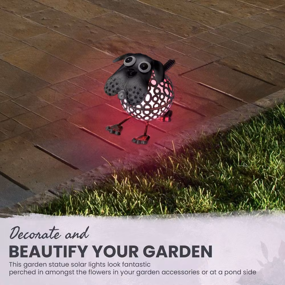Globrite Metal Dog Solar Garden Ornament with Multicolour Colour Changing LED Light, W/D/H: 17.0 x 16.0 x 16.0 cm – 3