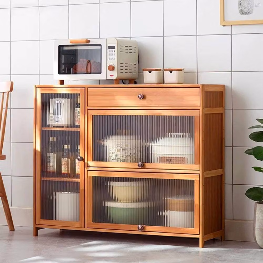 Havendro Brown Wooden Sideboard Cabinet with Fluted Doors and Minimalist Design – 2