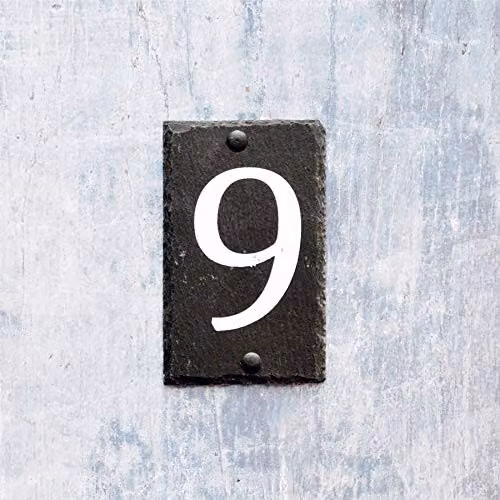 Nicola Spring Rustic Natural Slate House Number Plaque, Grey and White, W: 14.5 cm, H: 9 cm – 4