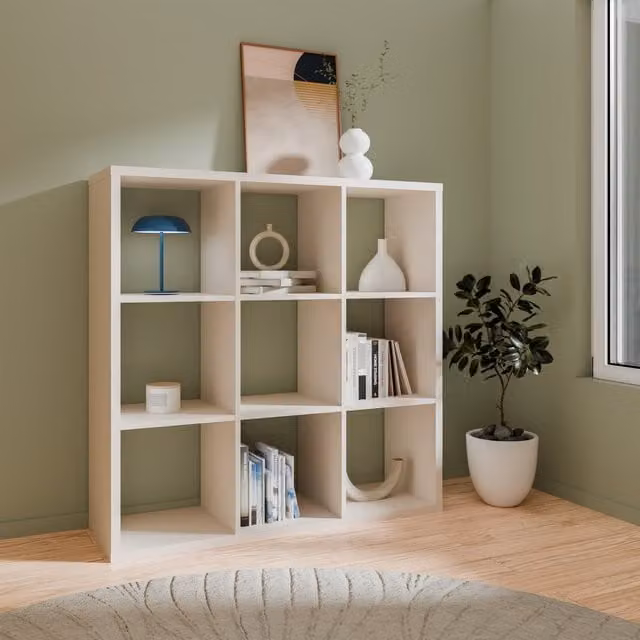 Furniture To Go Mauro 3x3 Modern Storage Unit in Sand and Yellow