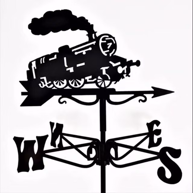 Buttercup Farm Mini Steam Train Weathervane in Black Steel