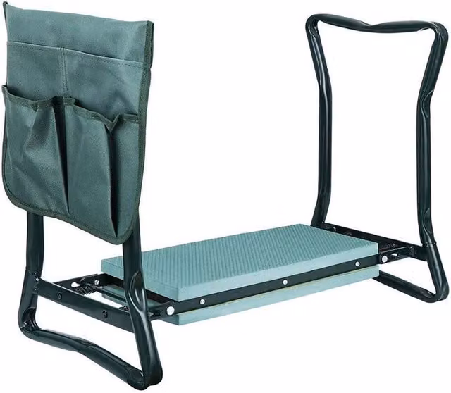 NESTLUNE Portable Garden Kneeler and Seat Bench with Tool Bag Pouch, Green
