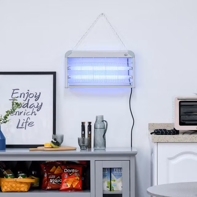 Outsunny 30W Electric Fly Zapper with 2 UV Bulbs and UK Plug in Grey or Silver – 1