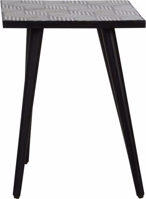 Orsina Geometric Acacia Wood Side Table in Black and White – 1