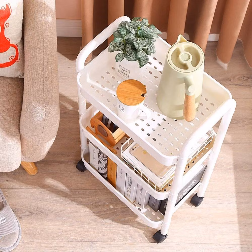 FORGEVIO 3-Tier Storage Trolley Cart with Wheels, White Kitchen Rack – 3