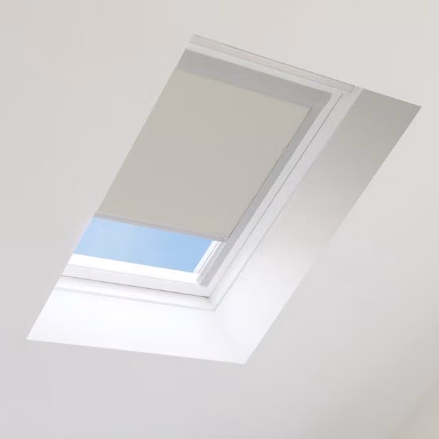 Bloc Blinds Thermal Insulating Blackout Skylight Blind for Velux Roof Window, Light Grey, Silver Frame, Width: 37 cm