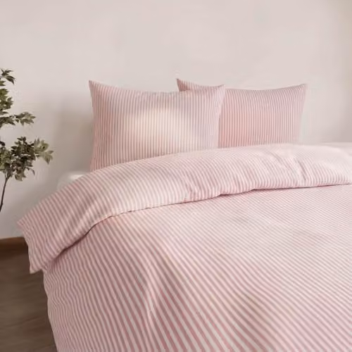 Martex Studio Edition Pink Pinstripe Polycotton Duvet Cover and Pillowcase Set, W: 137 cm, H: 200 cm – 1