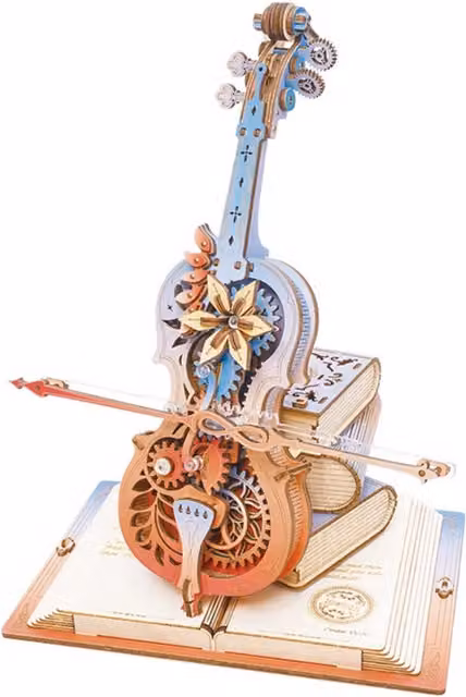 Syntego Magic Cello 3D Wooden Puzzle Mechanical Music Box in Red