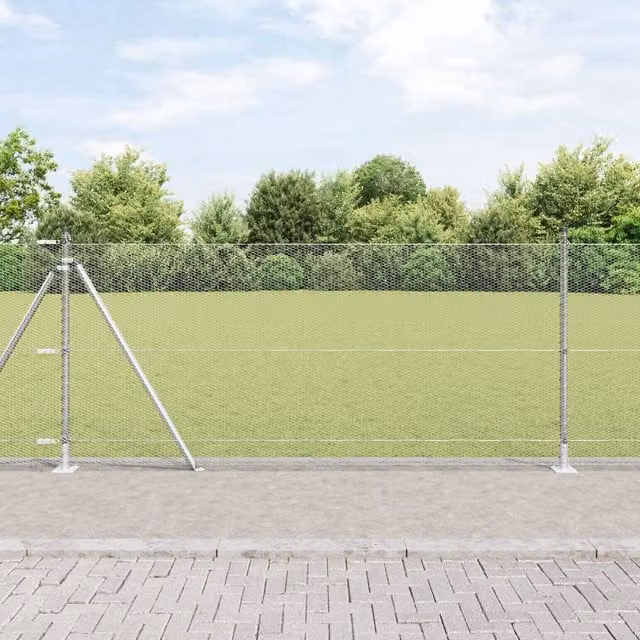 Berkfield Home Hexagon Fence in Silver Galvanised Steel, 0.8 x 50 m