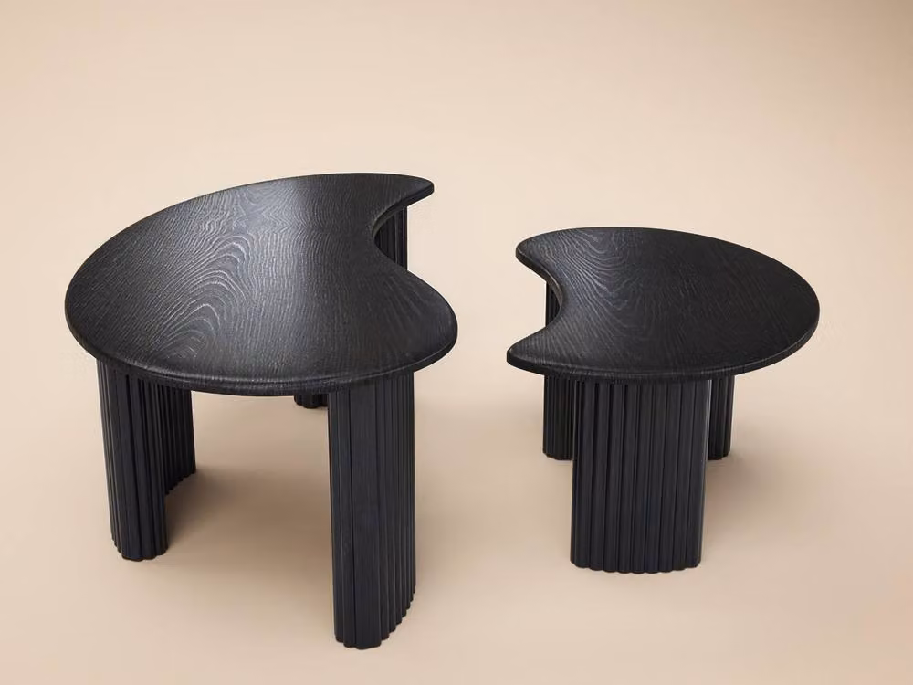 Solace+Co Clio Modern Black Coffee Table Set with Nested Tops – 2