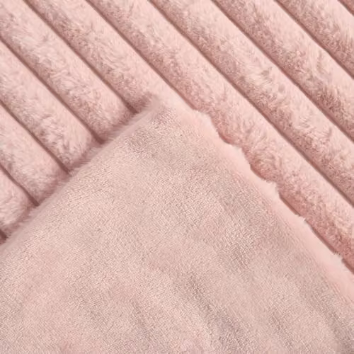 OHS Faux Fur Ribbed Fleece Throw Blanket in Pink, W/D/H: 125 x 150 cm – 3