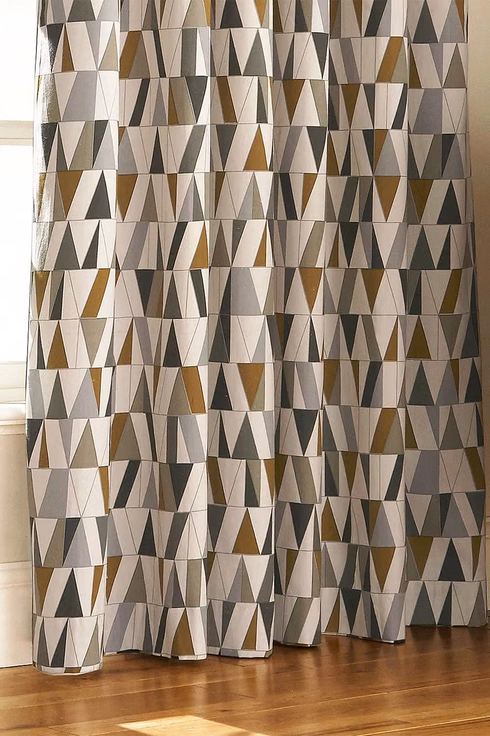 Riva Paoletti Furn Reno Geometric Eyelet Curtain Pair in Anthracite, Gold and Multicolour, W: 168 cm, H: 183 cm – 3