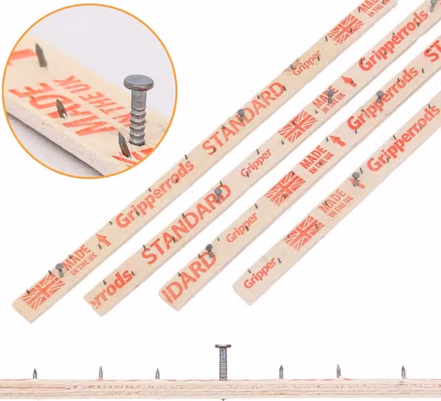 Novecrafto 24-Piece Brown Wood Carpet Gripper Rods with Dual Purpose Pins for Underlay Flooring