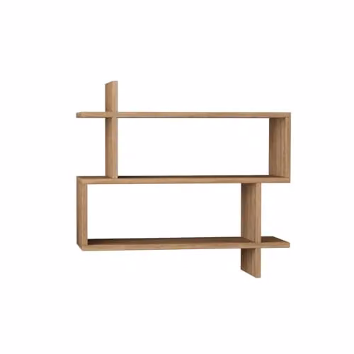 Calicosy Paralel Wall-mounted Hanging Shelf in Oak Wood Finish, Brown, W: 70 cm, D: 22 cm, H: 22 cm – 1