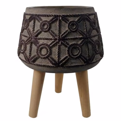 Leaf Design UK Large Rope Effect Composite Planter, Brown, Diameter: 36 cm, Height: 26 cm – 2