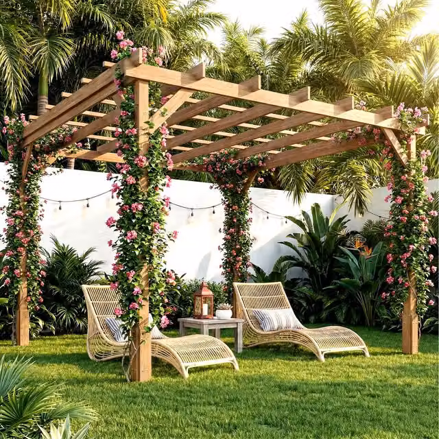 Outsunny Wooden Pergola Kit in Brown, W/D/H: 300 x 300 x 300 cm