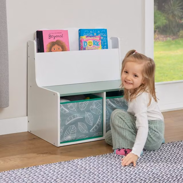 Liberty House Toys Kids Teddy Bear Bookcase in White and Green