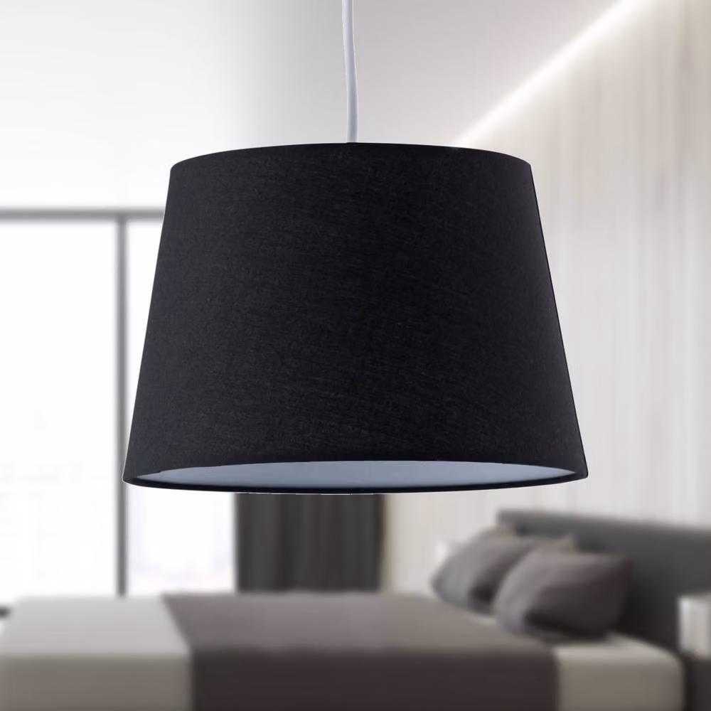 First Choice Lighting Black Cotton Tapered Cylinder Pendant Shade – 3