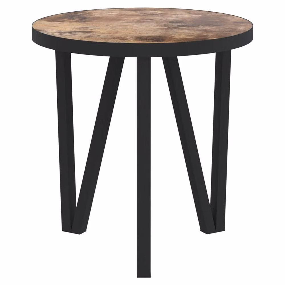 Berkfield Home Round MDF Tea Table in Black, Yellow and Brown, Diameter: 35 cm – 3