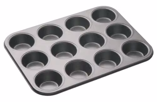 MasterClass Non-Stick 12 Hole Muffin Tray, Grey, W: 35 cm x D: 27 cm