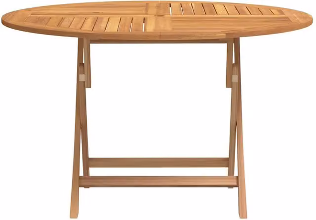 Berkfield Home Beautiful Folding Garden Table in Brown Solid Teak Wood, Diameter: 120 cm, Height: 75 cm