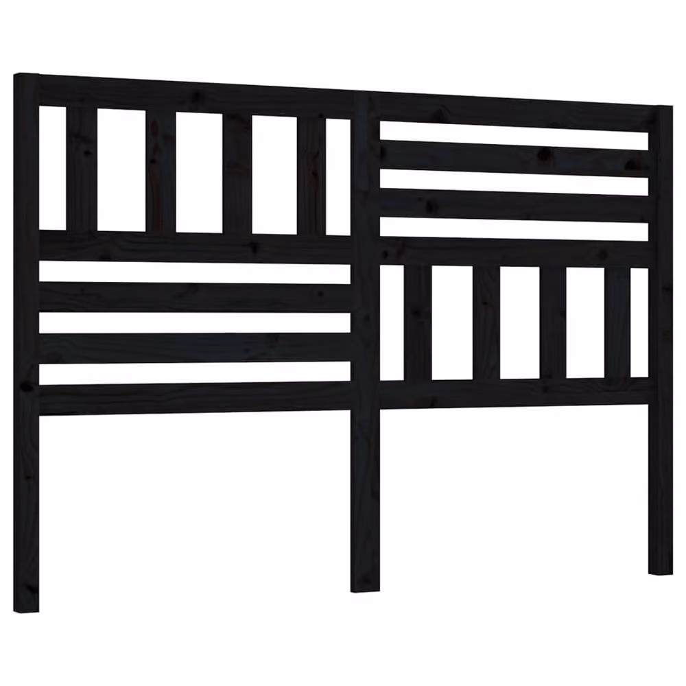 Berkfield Home Beautiful Modern Solid Pine Bed Headboard in Black, W/D/H: 146 x 4 x 100 cm – 2
