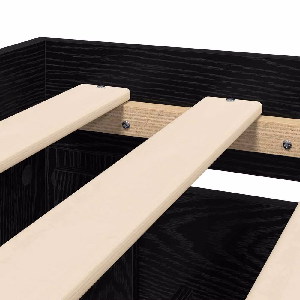 Berkfield Home Bed Frame with Headboard in Black Oak, W: 80 cm, L: 200 cm, Engineered Wood – 4