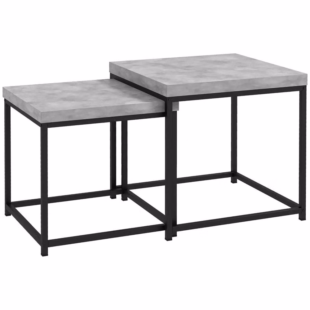 Wyld Haus Keco Set of 2 Grey Nesting Coffee Tables with 3.5cm Thick Composite Tabletops – 2