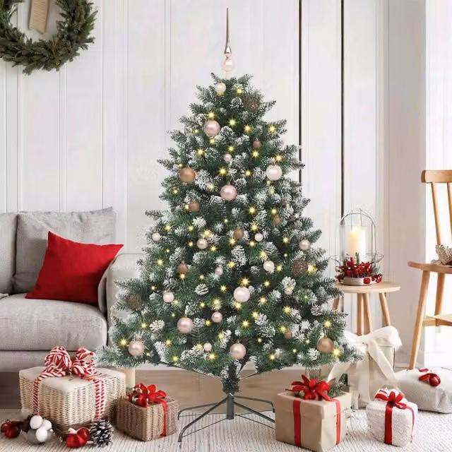 Berkfield Home Green Artificial Christmas Tree with Stand, W/D/H: 105 x 105 x 150 cm – 1