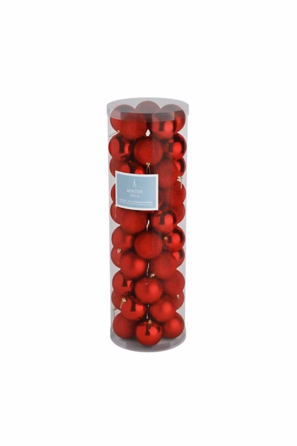 KDMD 48 Red Round Plastic Christmas Bauble Ornaments, 10 cm – 2