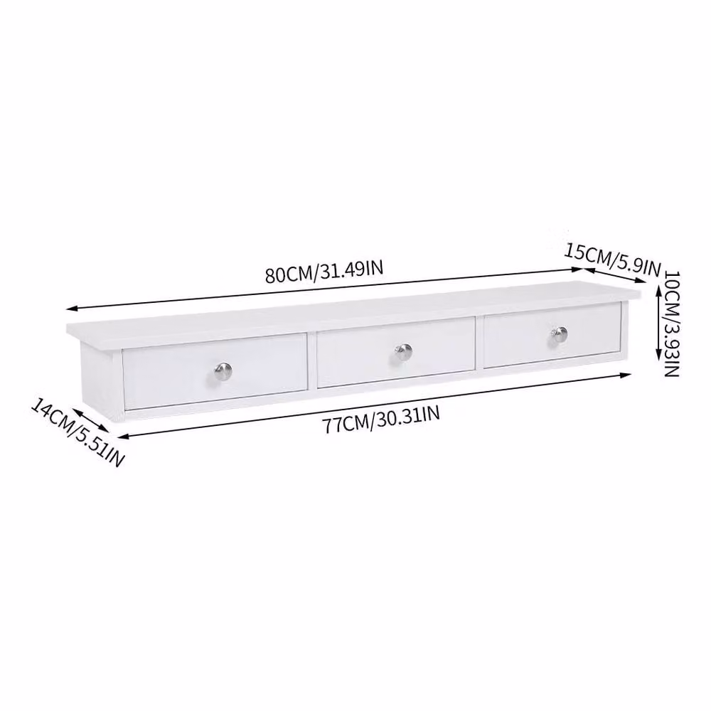 FORGEVIO Wall Mounted Floating TV Stand with 3 Drawers, White – 2