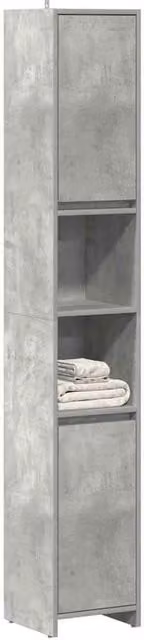 Berkfield Home Wall Mounted Bathroom Cabinet in Grey, W/D/H: 30 x 30 x 183.5 cm