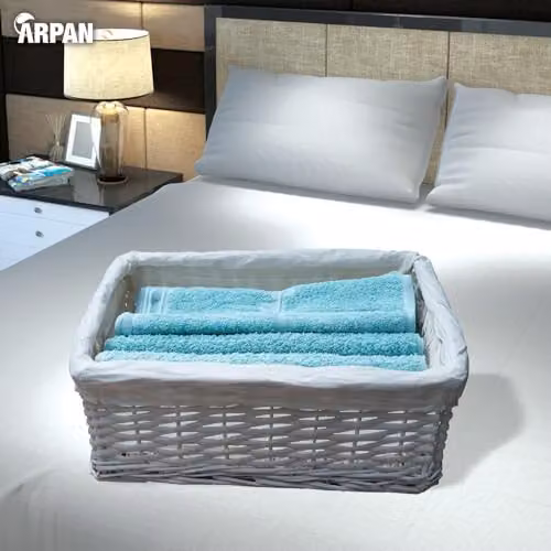 Arpan Set of 3 White Wicker Gift Hamper Storage Baskets with Fabric Lining – 2