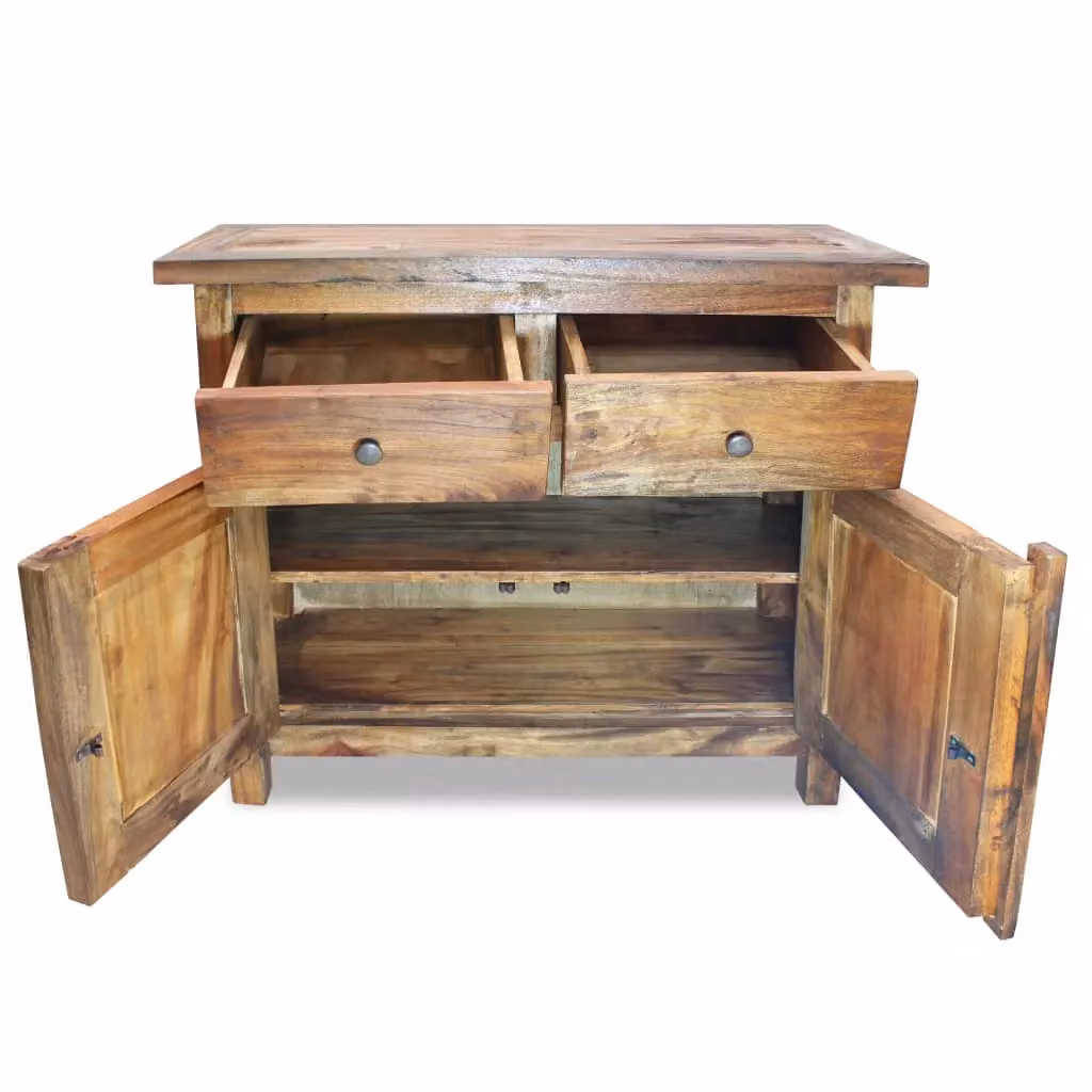 Berkfield Home Rustic Solid Reclaimed Wood Sideboard in Brown, W/D/H: 75 x 30 x 65 cm – 2