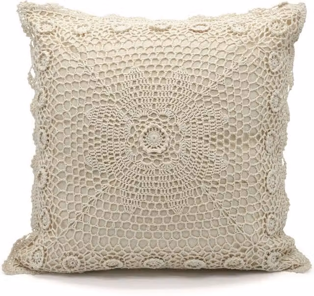 Ashley Mills Floral Classic Square Cotton Cushion in Beige