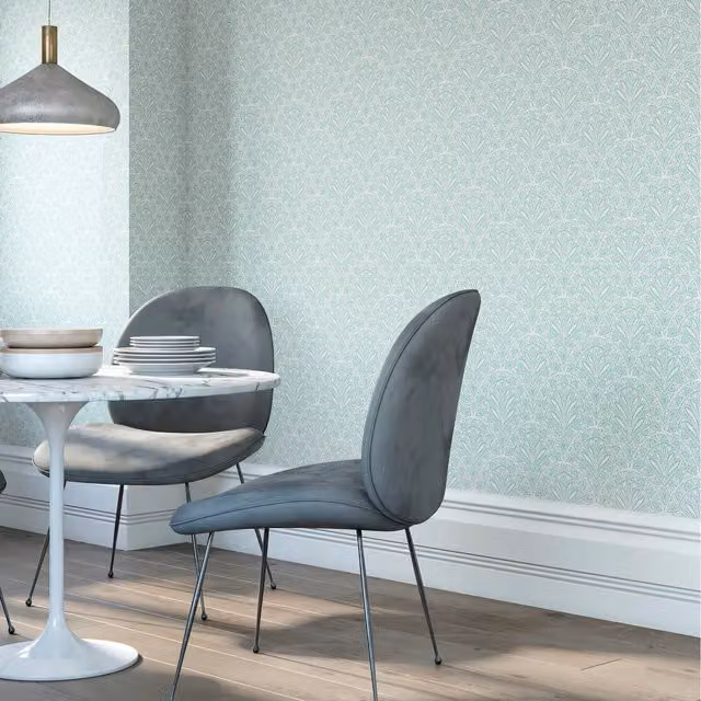 Hoopla Walls Deco Fan Blue Art Deco Geometric Abstract Wallpaper Roll