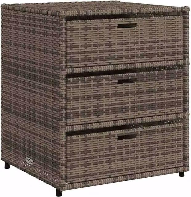 Berkfield Home Garden Storage Cabinet in Grey Poly Rattan and Steel, W/D/H: 55 x 59 x 69 cm