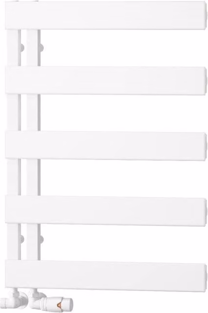 Bathroom Kingdom Carpena White Designer Flat Panel Aluminium Heated Towel Rail H: 71.0 cm, W: 50.0 cm