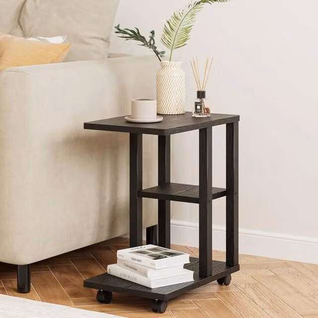FORGEVIO C-Form Side Table with Castors, Black, W: 39 cm, D: 26 cm, H: 48.5 cm – 1